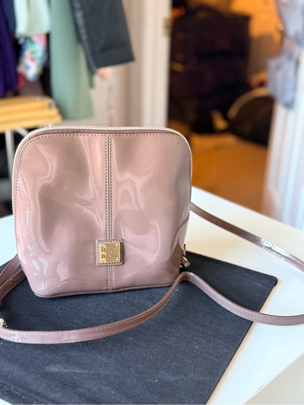 Dooney & Bourke Patent Crossbody in Dusty Rose